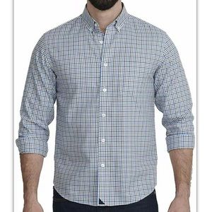NWT Untuckit Masseto Slim Fit Blue Check Untucked Button Down Shirt Men's Large